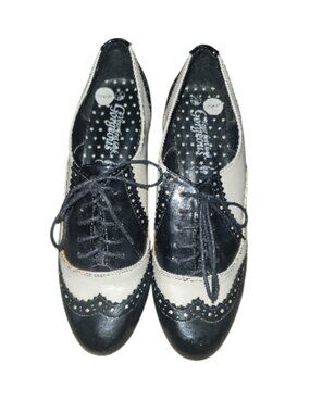 New Look Black and Cream Brogues - size 7.5